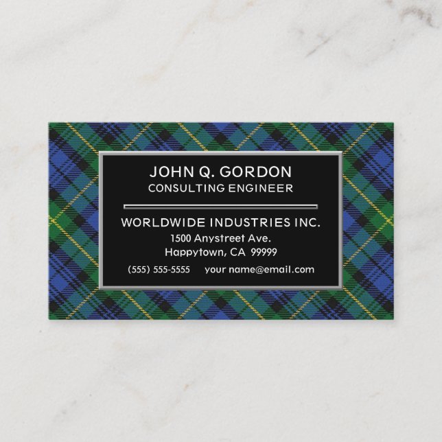 Tarjeta De Visita Casa escocesa de Gordon Clan Tartan Plaid (Anverso)