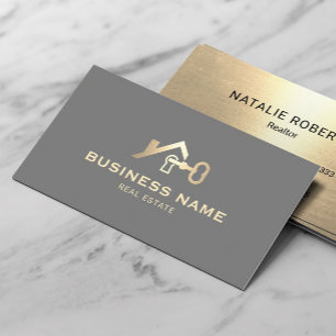 Tarjeta De Visita Casa inmobiliaria y logo clave Elegante Realtor de