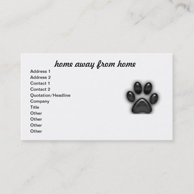 Tarjeta De Visita casa lejos de casa (Anverso)