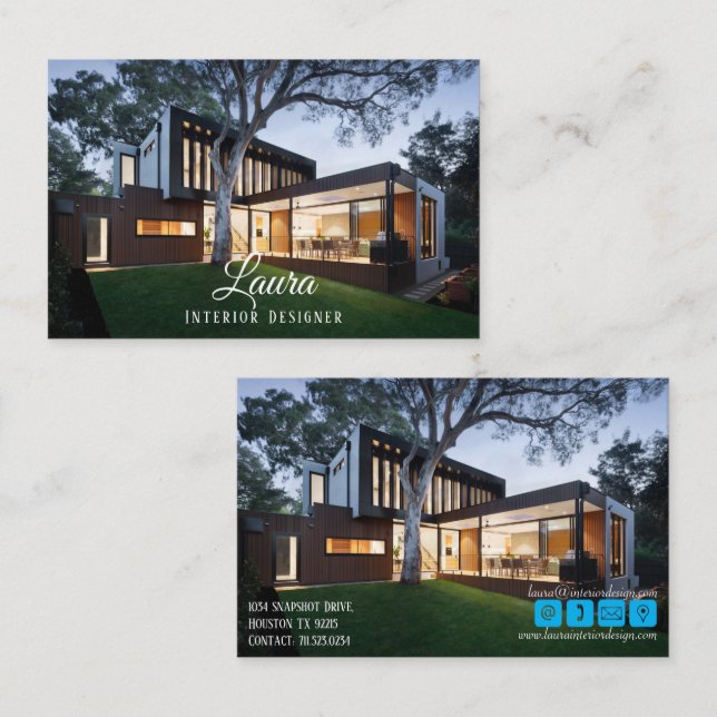 Tarjeta De Visita Casa moderna de diseño interior (Anverso / Reverso)