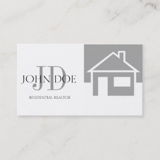 Tarjeta De Visita Casa/monograma de plata del agente inmobiliario