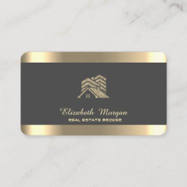 Tarjeta De Visita Casa Profesional Roof Real Estate Gray