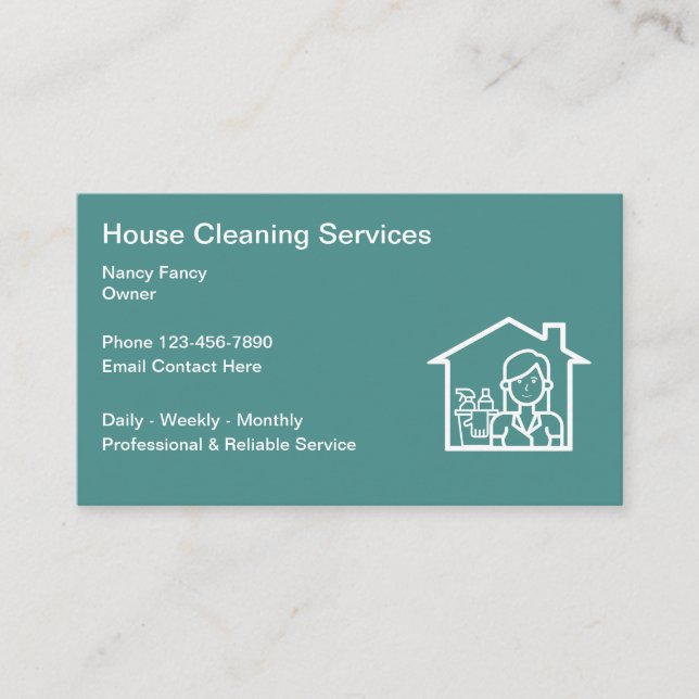 Tarjeta De Visita Casa que limpia diseño profesional (Anverso)