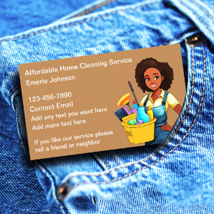 Tarjeta De Visita Casa simple limpiando afroamericano