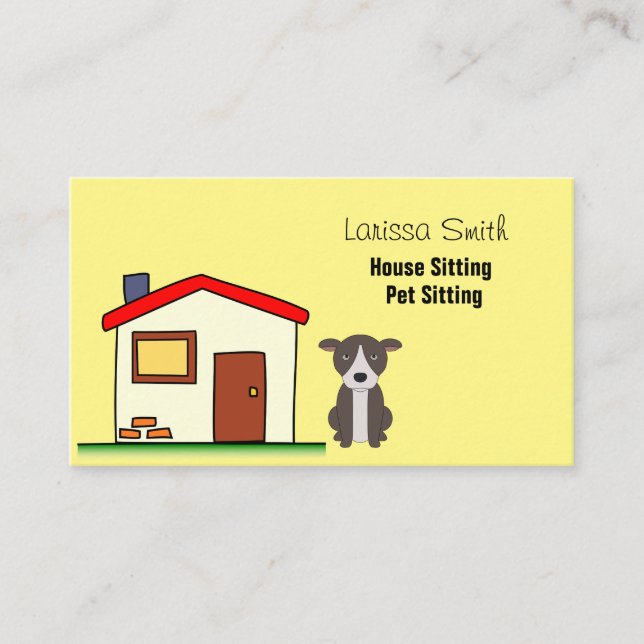 Tarjeta De Visita Casa y Mascota sentados (Anverso)