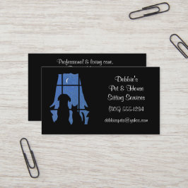 Tarjeta De Visita Casa y Mascota sentando a gato y perro