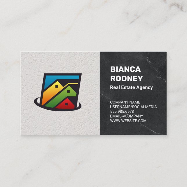 Tarjeta De Visita Casas de agencias inmobiliarias | Textura de Mármo (Anverso)