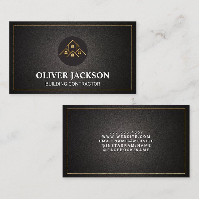 Tarjeta De Visita Casas de oro | Bienes inmuebles de construcción (Anverso / Reverso)