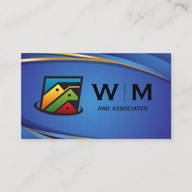 Tarjeta De Visita Casas inmobiliarias | Fondo azul (Anverso)