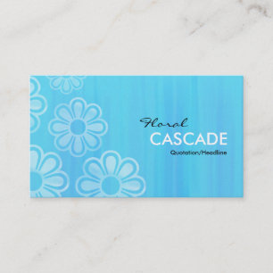 Tarjeta De Visita Cascada floral - Textura azul pintada