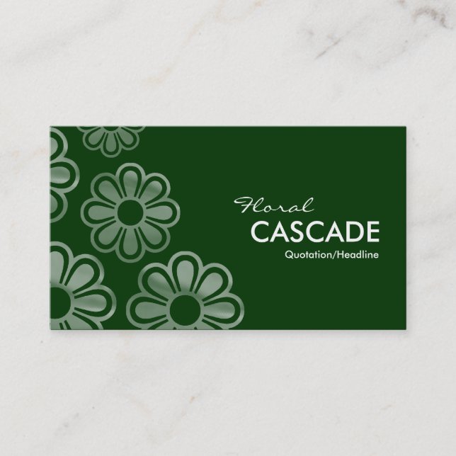 Tarjeta De Visita Cascada floral - Verde oscuro (Anverso)