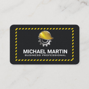 Tarjeta De Visita Casco de Construcción Duro Metal Negro