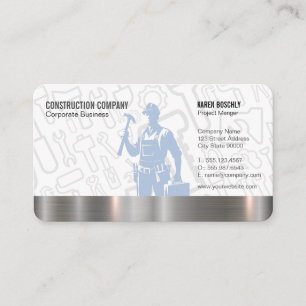 Tarjeta De Visita Casco de Construcción Engranaje Metálico   Cuello 