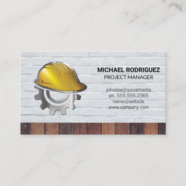 Tarjeta De Visita Casco de Construcción | Ladrillos | Constructores (Anverso)