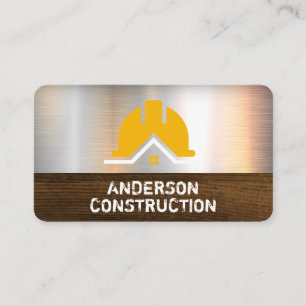 Tarjeta De Visita Casco de Construcción Metal Madera Constructor