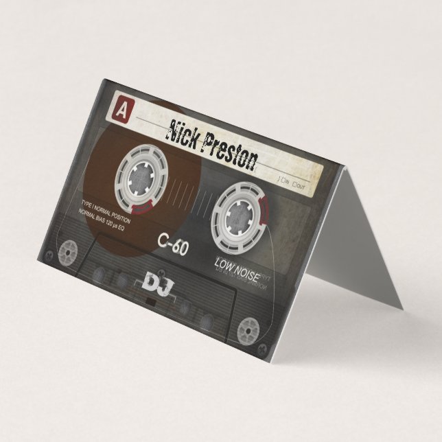 Tarjeta De Visita Casete de audio Guay Retro| DJ Professional (Anverso)