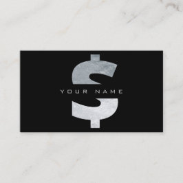 Tarjeta De Visita $ Cash Dollar Mark Silver Luxury Black Vip