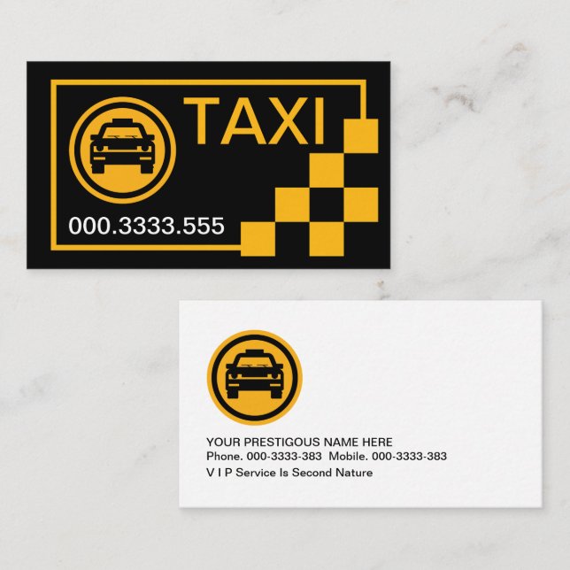 Tarjeta De Visita Casilla De Verificación Amarilla Taxi Cab Driver (Anverso / Reverso)