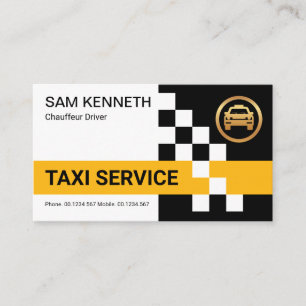 Tarjeta De Visita Casilla De Verificación De Taxi Amarillo Retro Co