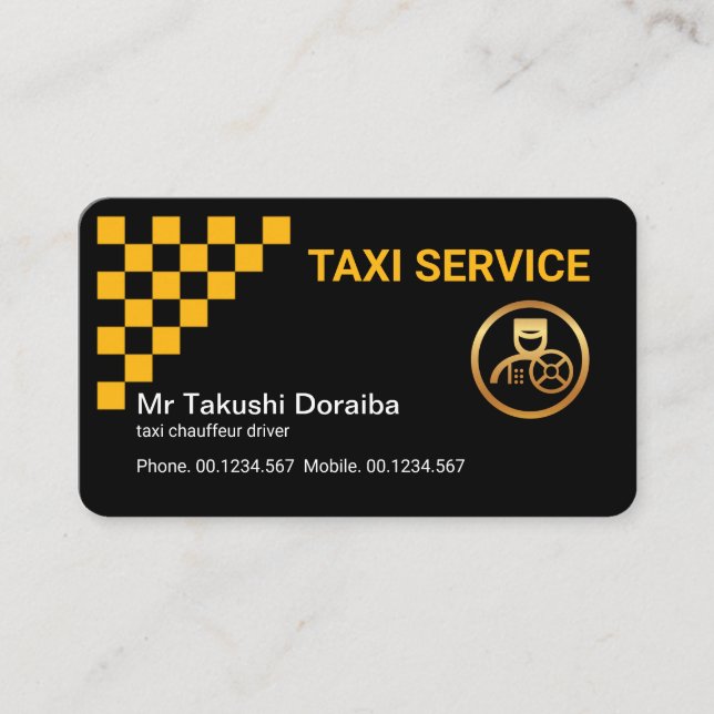Tarjeta De Visita Casillas De Comprobación De Taxi Amarillo Elegante (Anverso)