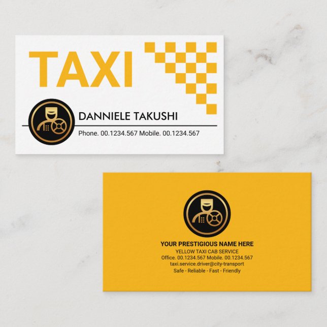 Tarjeta De Visita Casillas simples de cheques de taxi amarillo (Anverso / Reverso)