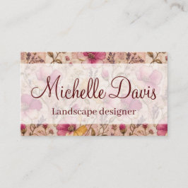 Tarjeta De Visita Casita Rosa Floral Falsa Bordada