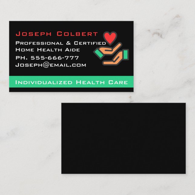 Tarjeta De Visita Caso de personas discapacitadas Cuidador de enferm (Anverso / Reverso)