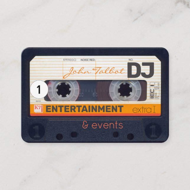 Tarjeta De Visita Cassette Retro Audiotape 80s DJ Business Cards 2 (Anverso)