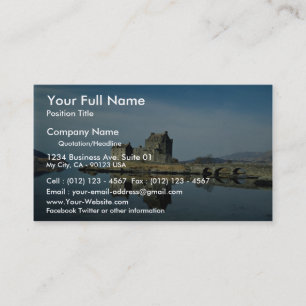 Tarjeta De Visita Castillo de Eileen Donan, Kyle de Lochalsh,