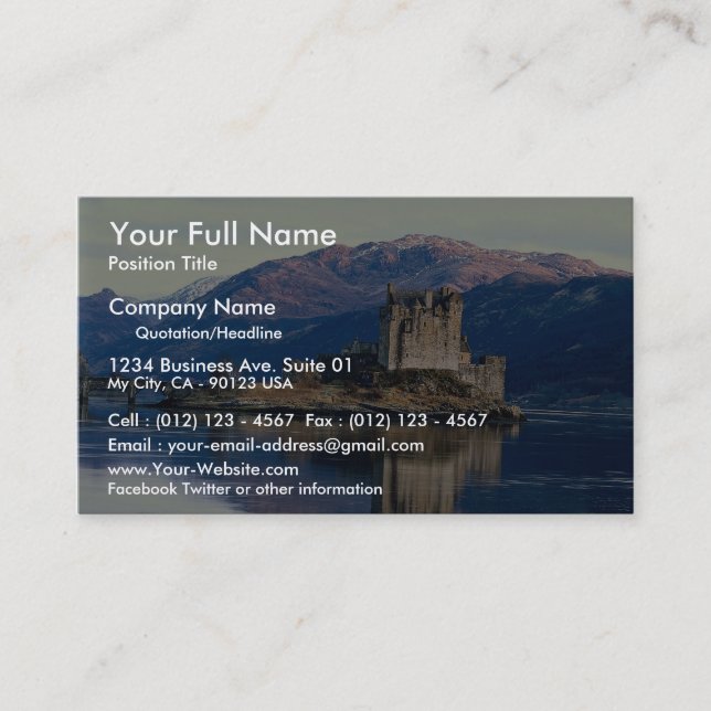Tarjeta De Visita Castillo de Eileen Donan, lago Duich, Escocia (Anverso)