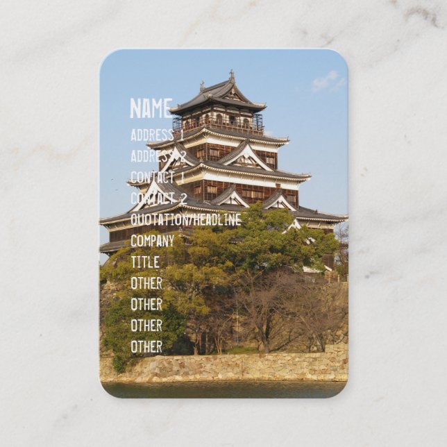 Tarjeta De Visita Castillo de Hiroshima 広 島 城, Hiroshima, Japón (Anverso)
