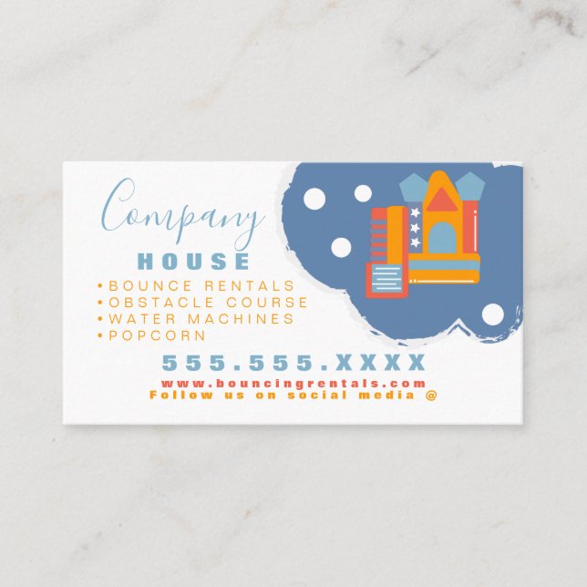 Tarjeta De Visita Castillo inflable Salto Casa Bonza Alquiler Fiesta (Anverso)