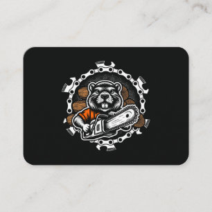Tarjeta De Visita Castor Leñador Trabajador Forestal Motosierra Made