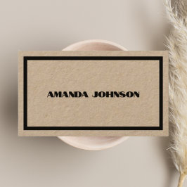Tarjeta De Visita Casual Rustic Neutral & Black Clean
