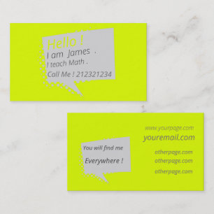 Tarjeta De Visita Casual y charlatán - amarillo fluorescente
