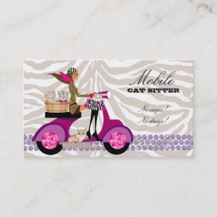Tarjeta De Visita Cat Business Card Zebra Scooter Cute