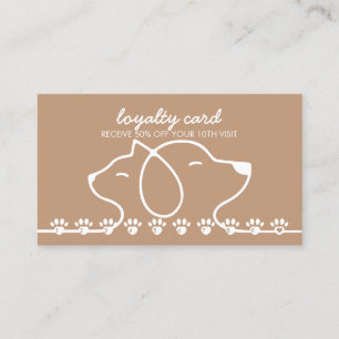 Tarjeta De Visita Cat Dog Paws Punch Discount Loyalty Navy