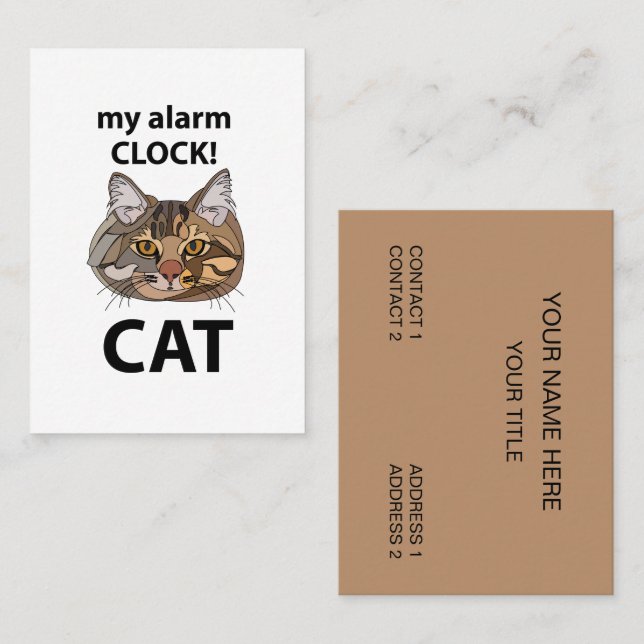 Tarjeta De Visita Cat Face My Alarm Clock Tabby Cat (Anverso / Reverso)