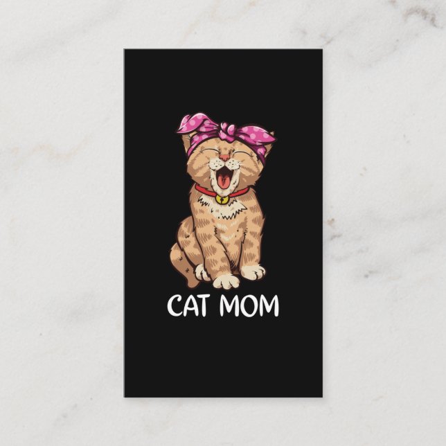 Tarjeta De Visita Cat Mom Bandana Cute Kitten Lover (Anverso)