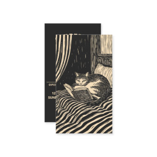 Tarjeta De Visita cat reading in bed