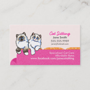 Tarjeta De Visita Cat Sitting Ragdoll Couch Pink