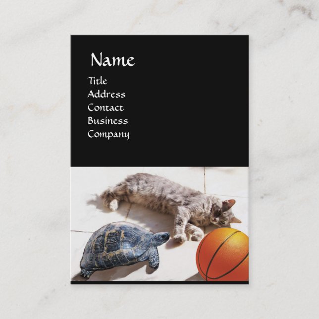 TARJETA DE VISITA CAT, TORTUGA Y BALONCESTO (Anverso)
