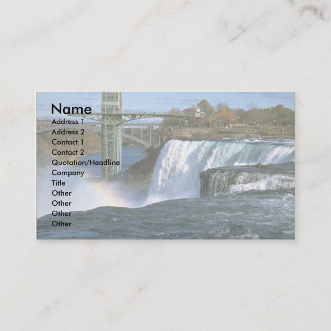 Tarjeta De Visita Cataratas del Niágara, Nueva York, Estados Unidos (Anverso)