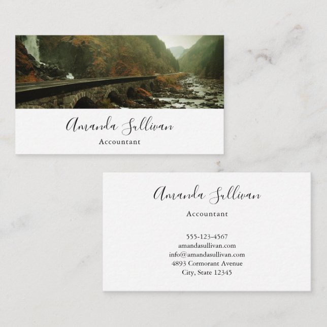 Tarjeta De Visita Cataratas fotográficas y bosque (Anverso / Reverso)