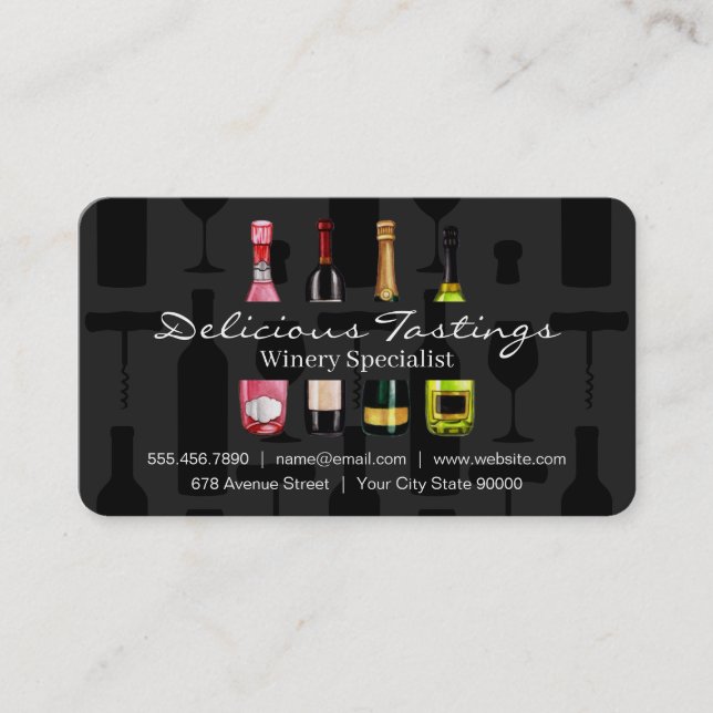 Tarjeta De Visita Catas de vino y champán surtidos (Anverso)