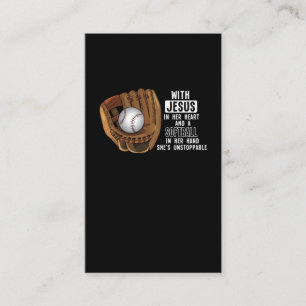 Tarjeta De Visita Catcher Chica de fútbol Jesús Béisbol Religioso