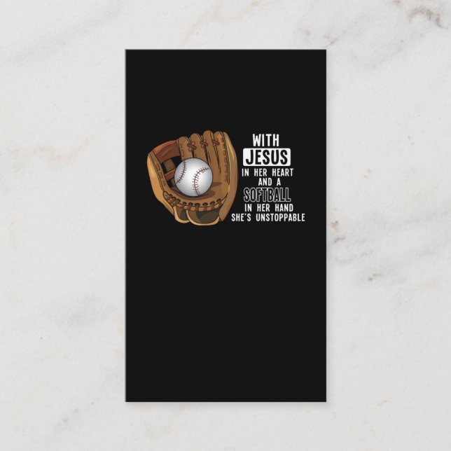 Tarjeta De Visita Catcher Chica de fútbol Jesús Béisbol Religioso (Anverso)