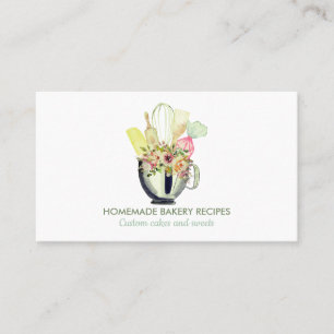 Tarjeta De Visita Caterer Chef Acuarela Horno de utensilios Panaderí
