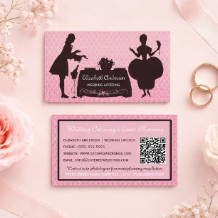 Tarjeta De Visita Catering de bodas en silueta rosa