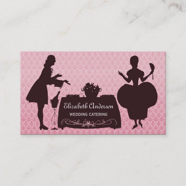 Tarjeta De Visita Catering para Bodas Rosadas (Anverso)